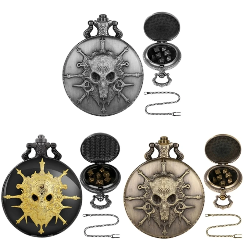 

yunyun Table Board Game Digital Vintage Metal Game Set with Pocket Watch Case