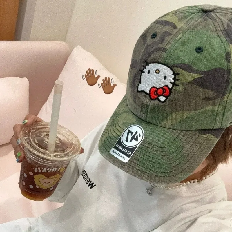 

New Kawaii Sanrio Hello Kitty Ins American Style Hat for Sun Protection and Hiking High Appearance Level Girl's gift