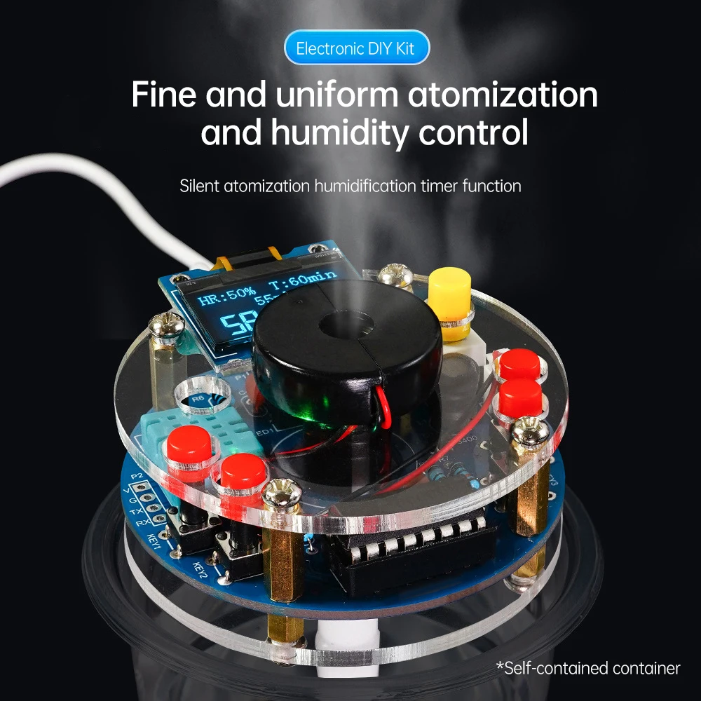 USB Humidifier Kit With OLED Temperature Humidity Display STG Atomizer Controllable Humidity Timing DIY Welding Parts Circuit