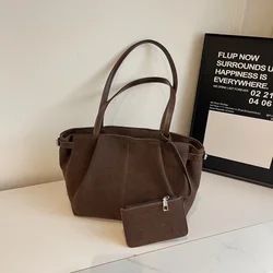 Velvet Zipper 2024 High Quality Shoulder Bag Solid Color Baoding Fashion Handbag Simple Large Capacity Popular Soft Tote Bag
