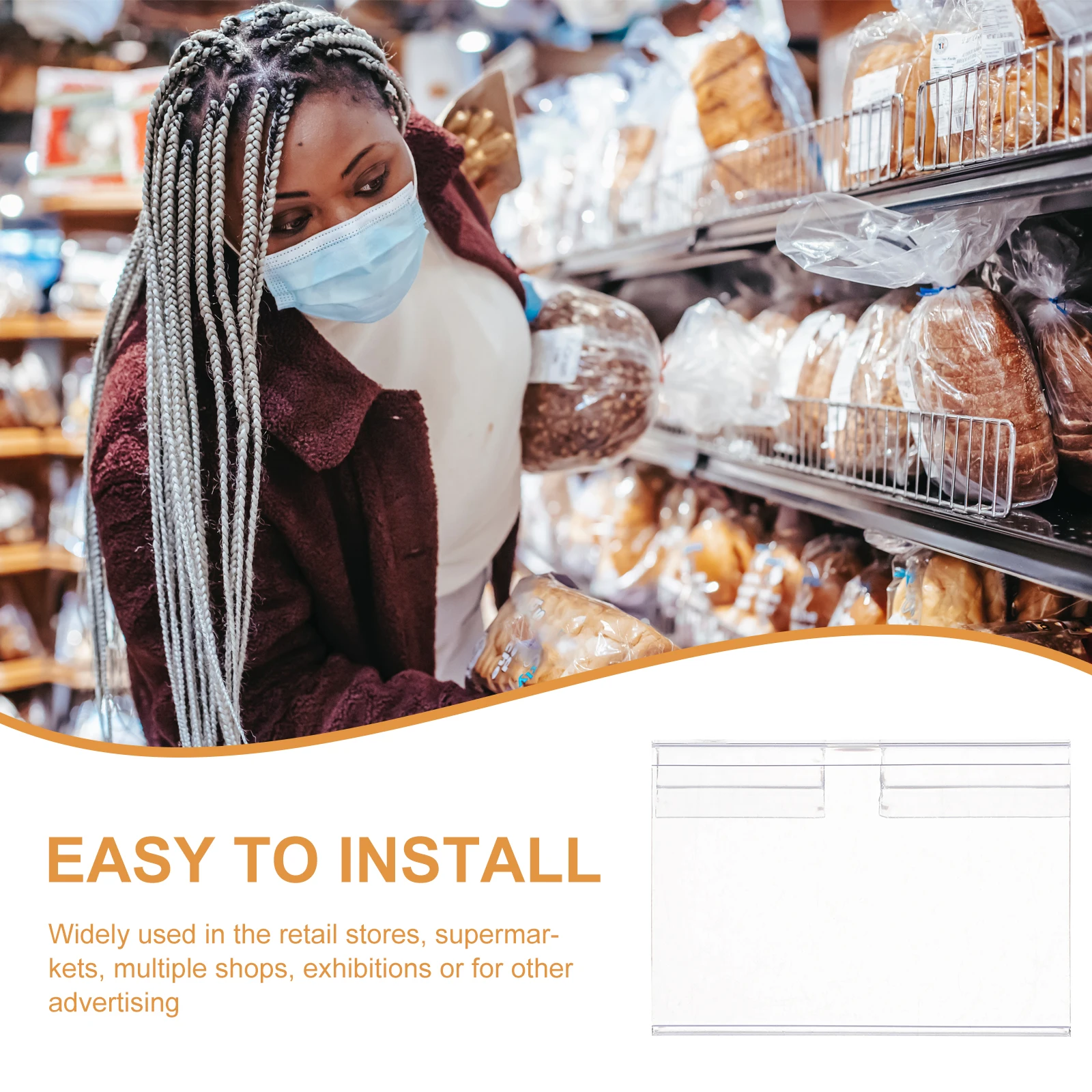 

60 Pcs Tag Price Label Clip Supermarket Shelf Signs Holder Store Stand Display Transparent Plastic Office