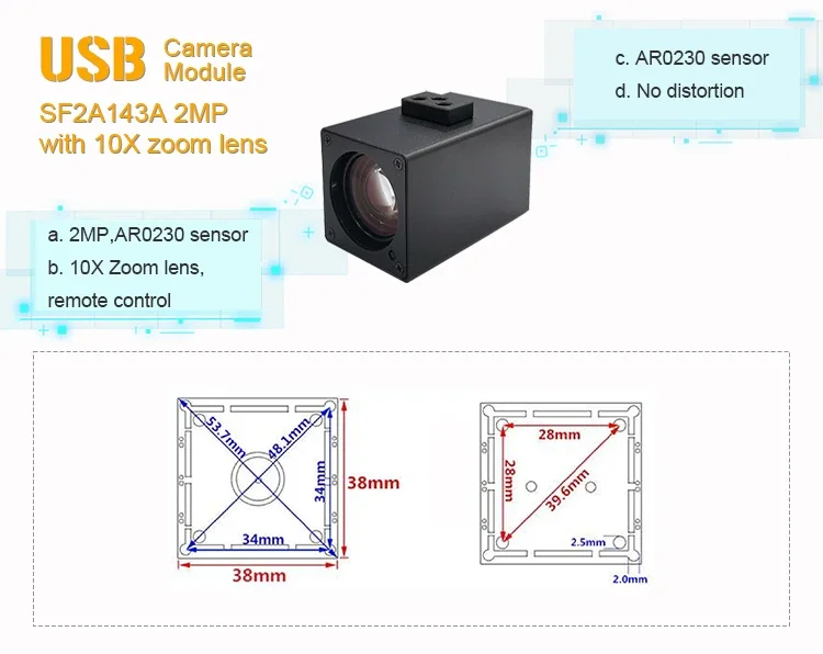 10X Optical Zoom drive remote control 4k zoom camera module