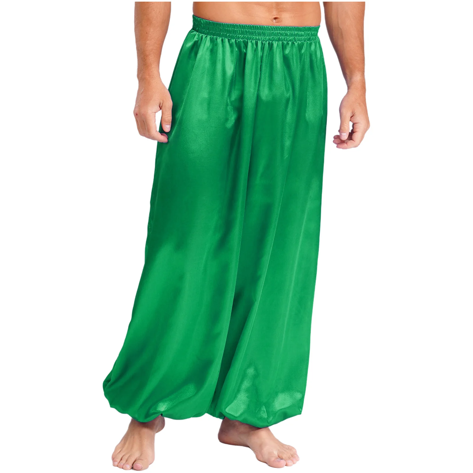 Men Bellyance Loose Pants Satin Bloomers Oriental Costumes Cosply Arabian Prince Trousers Carnival Outfit Belly Dance Costumes