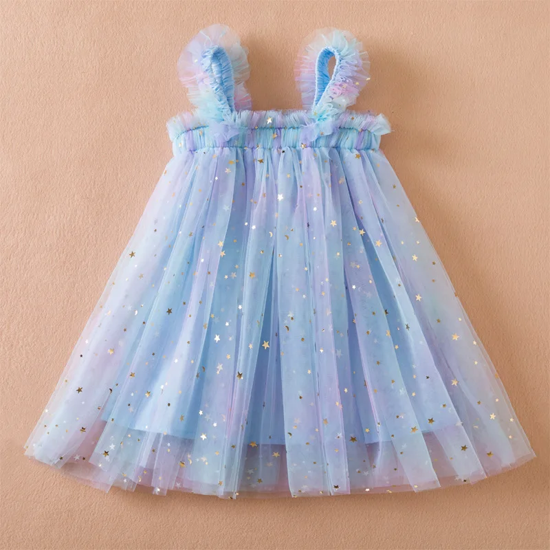 Toddler Girl Princess Dress Baby Rainbow Unicorn Tulle Costume Kids Summer Sleeveless Strap Dresses Newborn Birthday Party Cloth