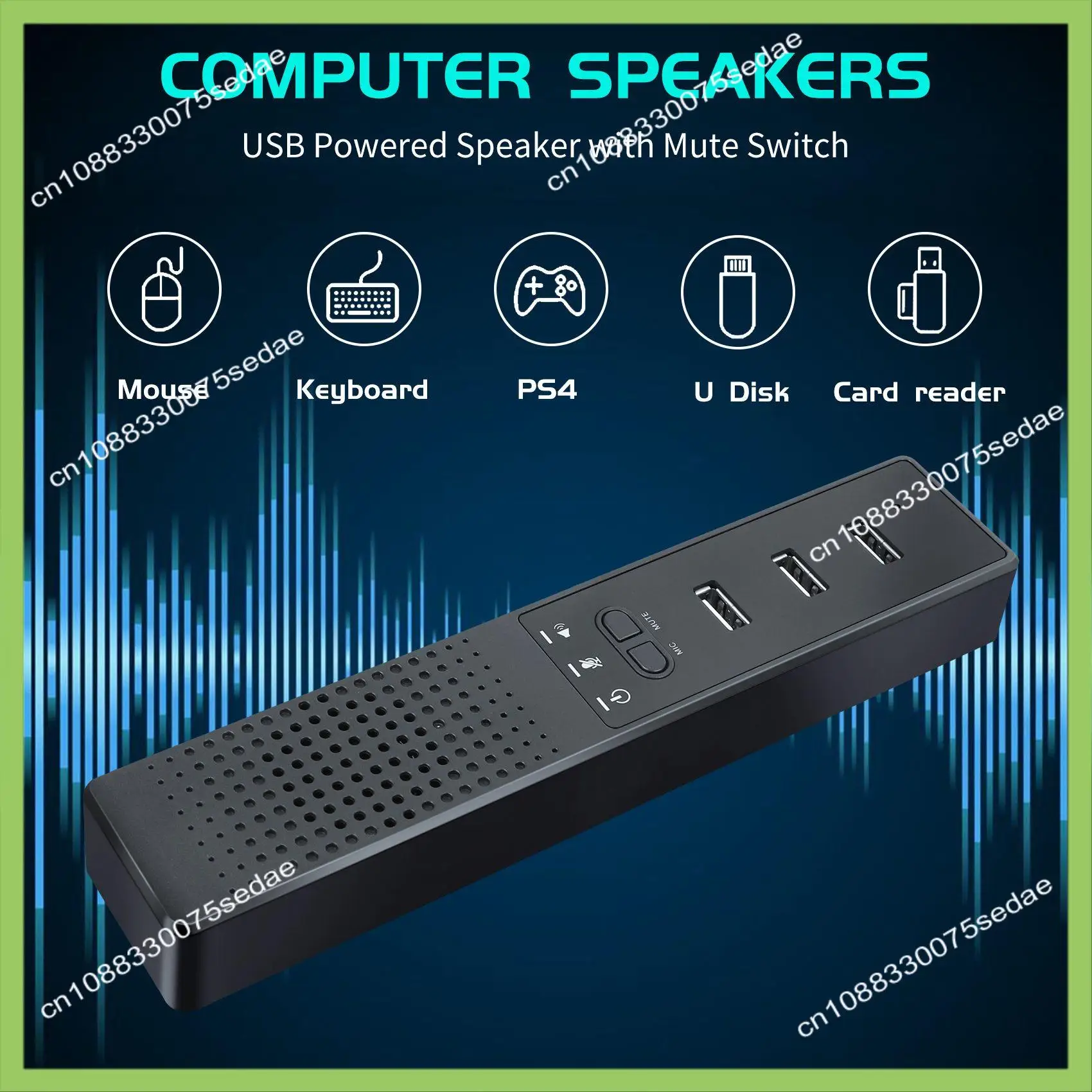 Y19A 3 In 1 Computer Speakers With Microphone & Hubs USB Conference Speaker, PC Mic For Video Conference