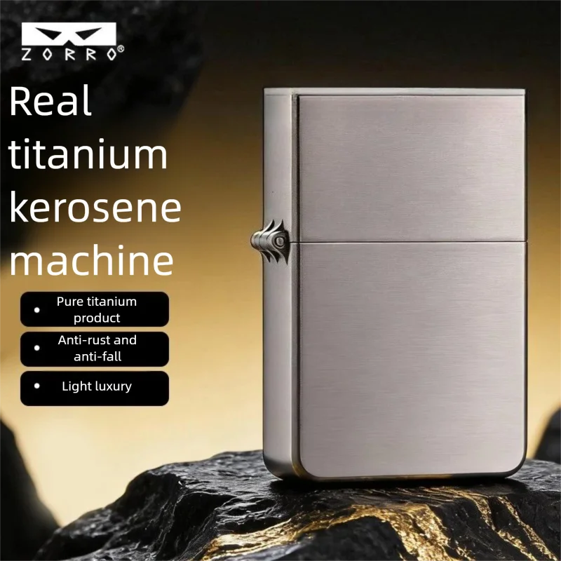 Zorro Z606-1941 Pure Titanium Kerosen Grinding Wheel Lighter Gives Men High-end Light Luxury Fashion Gift Cigarette Lighter