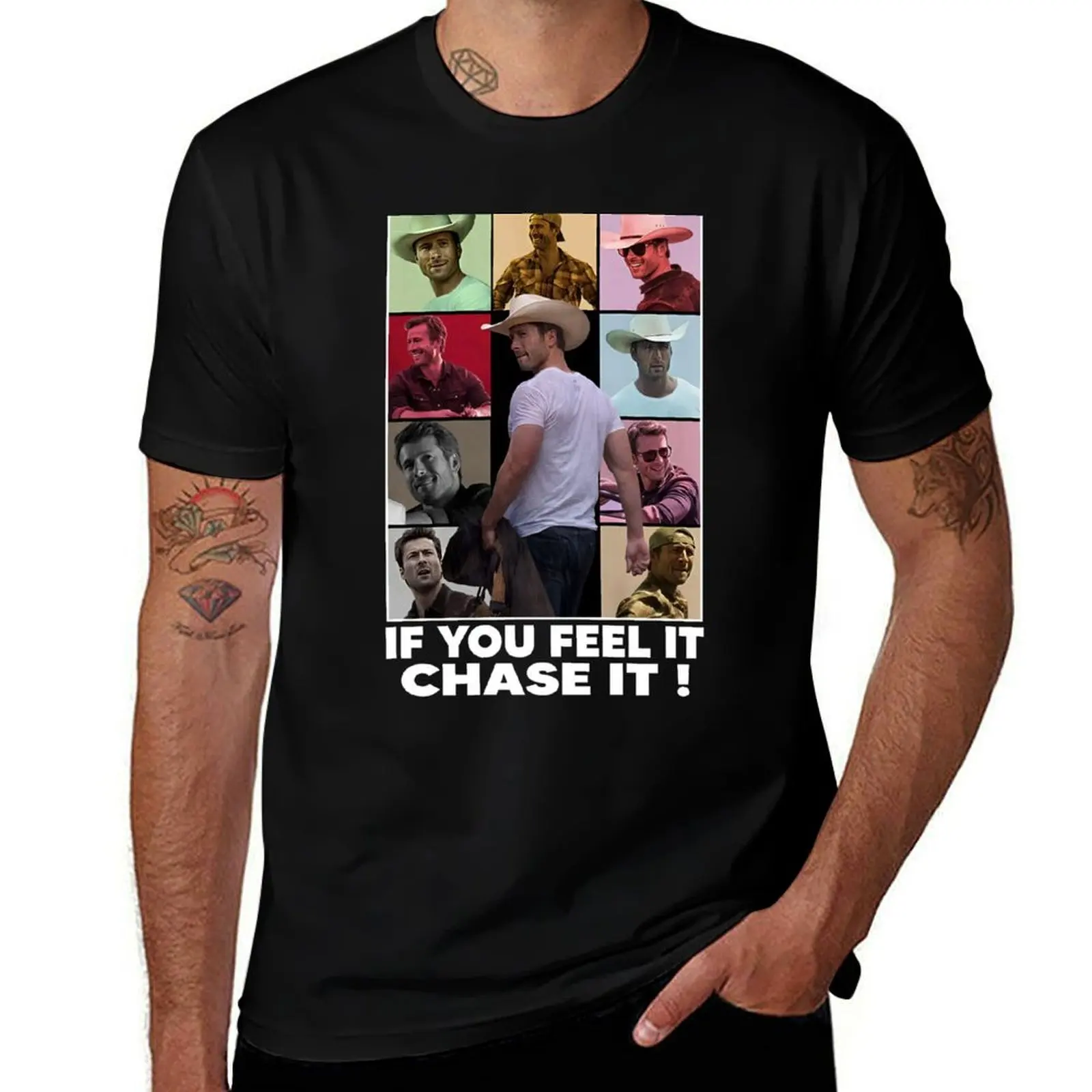 

If You Feel It Chase It , Glen Powell T-Shirt Plus Size All Match Tee Shirt