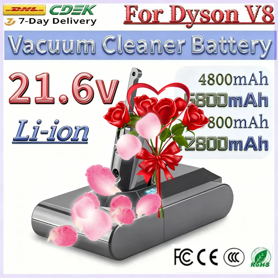 

Новые аккумуляторы 21.6V 12800mAh для пылесосов Dyson V8, Absolute V8 Animal, Li-ion SV10, серия перезаряжаемых батарей
