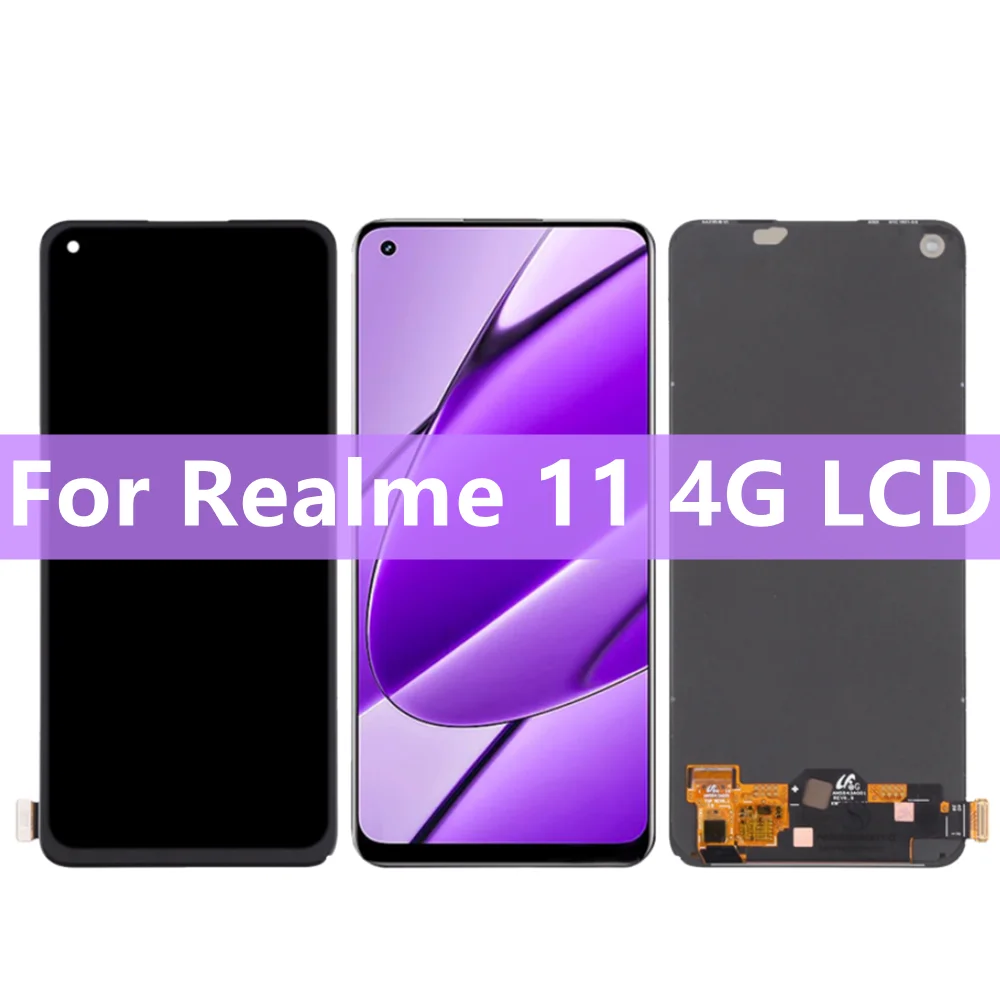 100% Tested Original AMOLED 6.4\'\' For Realme 11 4G LCD Display Touch Screen With Frame Realme 11 4G RMX3636 Display LCD Parts