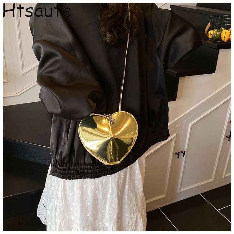 

Heart Shaped Flaps For Women Mini PU Leather Shoulder Bag Purse Mini Handbags Ladies Phone Shoulder Bags Simple Solid Bag