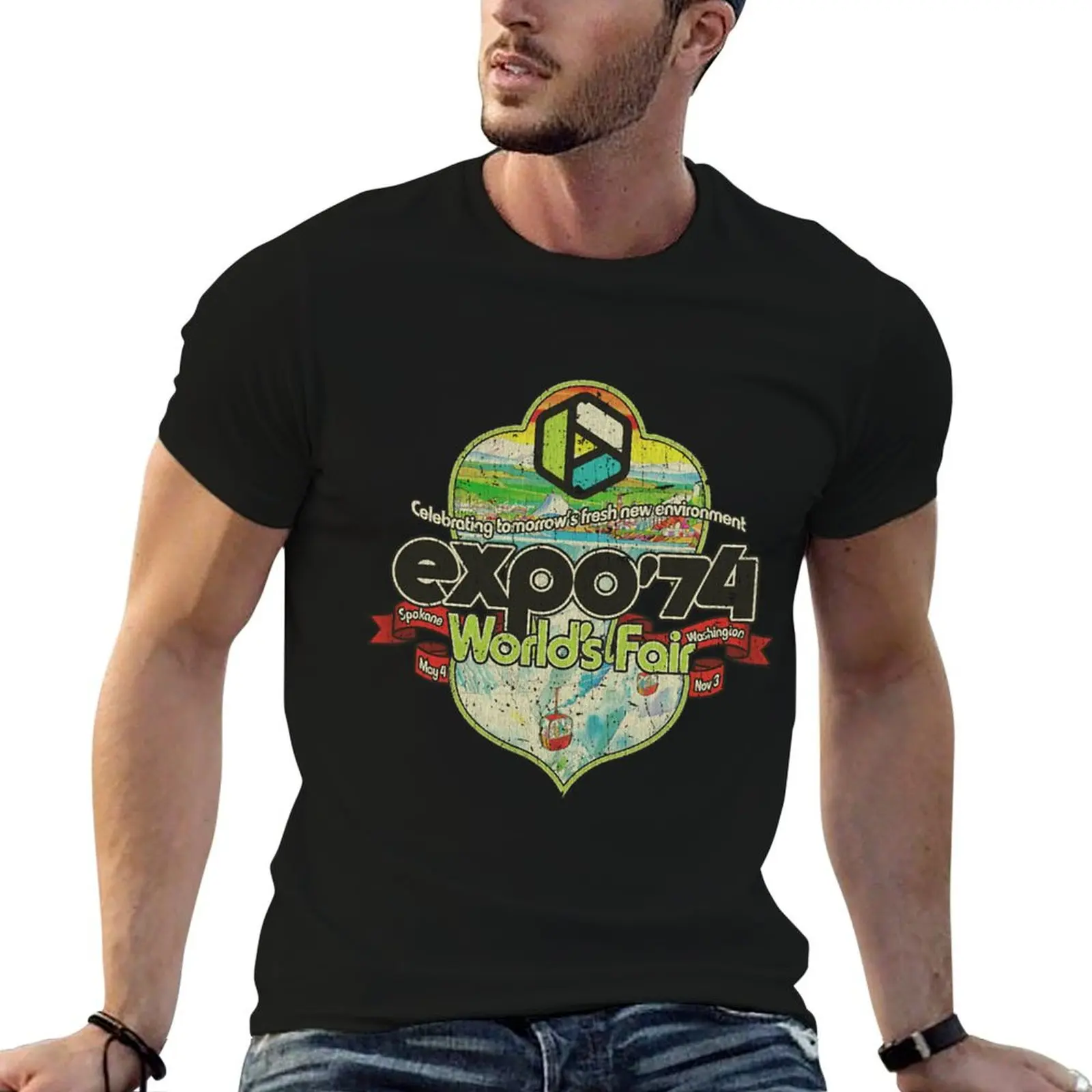 Expo '74 World's Fair Crest 1974 T-Shirt custom t shirt graphics plus sizes quick drying mens t shirts casual stylish