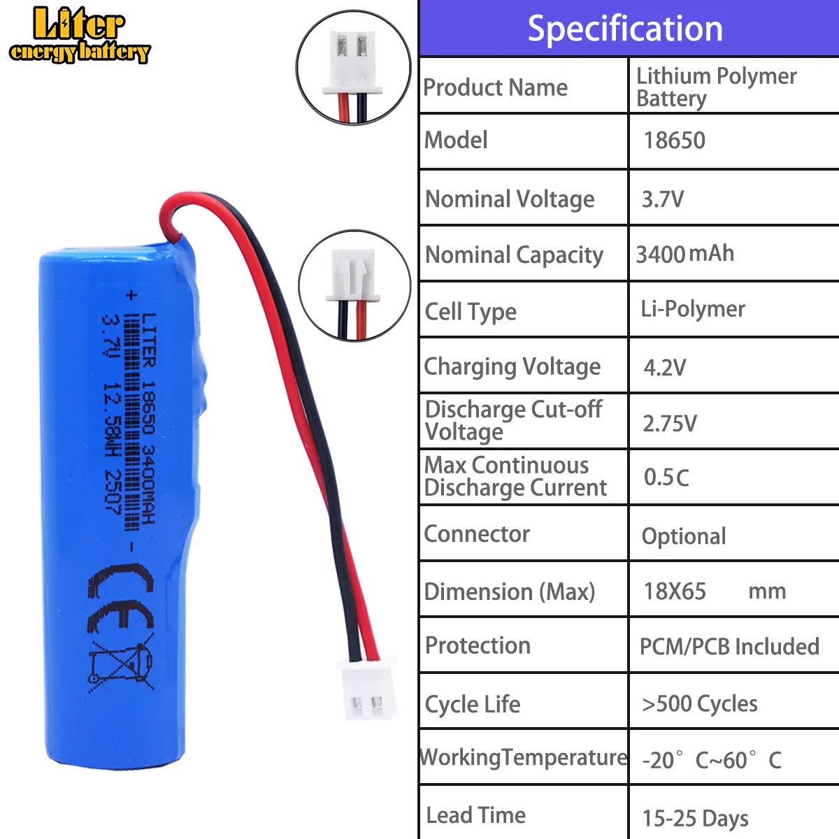 18650 3400mah 3.7V polymer battery - Multiple specifications available for selection. Toy batteries also applicable.