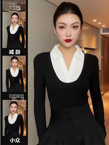 

Женская футболка Spicy Girl Sle Slim Fit ort Sve, модный дизайн, длинное све Irt, модное осеннее новое поступление