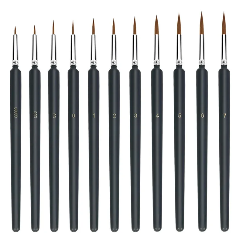 11Pcs Mini Detail Paint Brushes, Nylon Brushes for Acrylic Oil Watercolor, Model & Face Painting Supplies