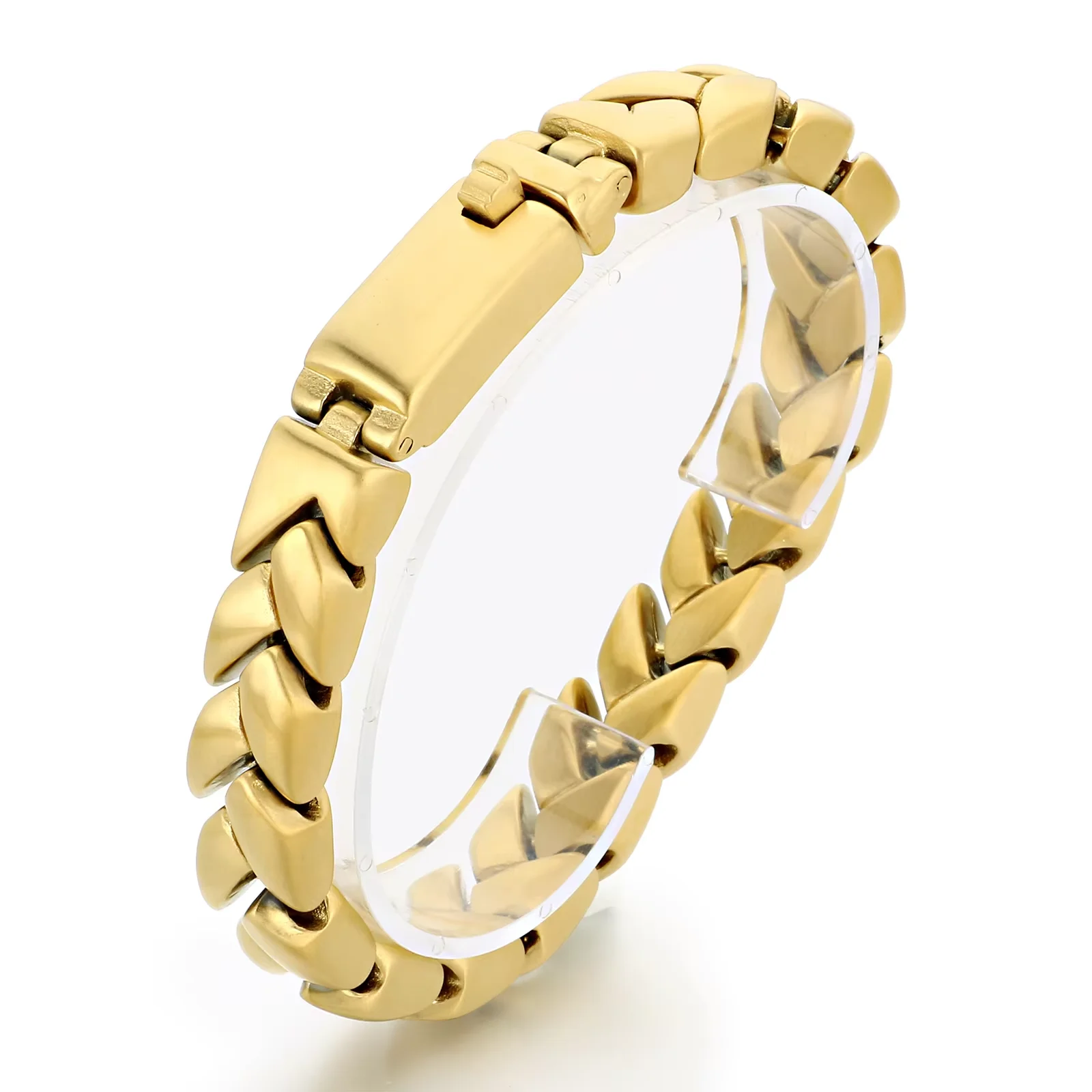 Fongten 11mm Trendy Men's Stainless Steel Brushed Wheat Chain Bracelet Innovation Chain Fashion Jewelry Banquet Gifts