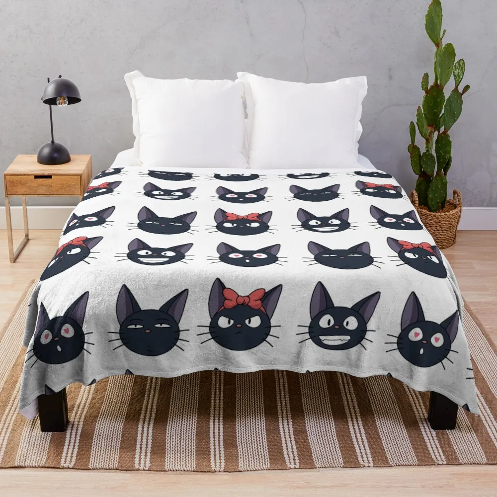 Jiji Cat Throw Blanket Easy Care Comfortable Blanket for Couch