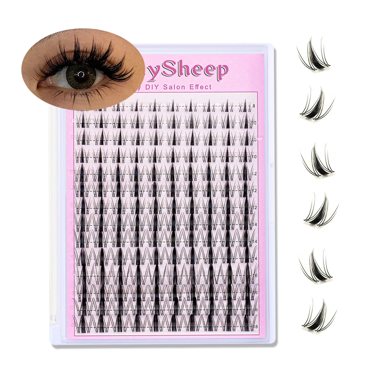 Cluster-Wimpern Natürliche Manga-Wimpernverlängerung Einzelne Wimpern mit Schwung Gemischte Längen Weiche DIY-Wimpern Wiederverwendbar – Detail 2