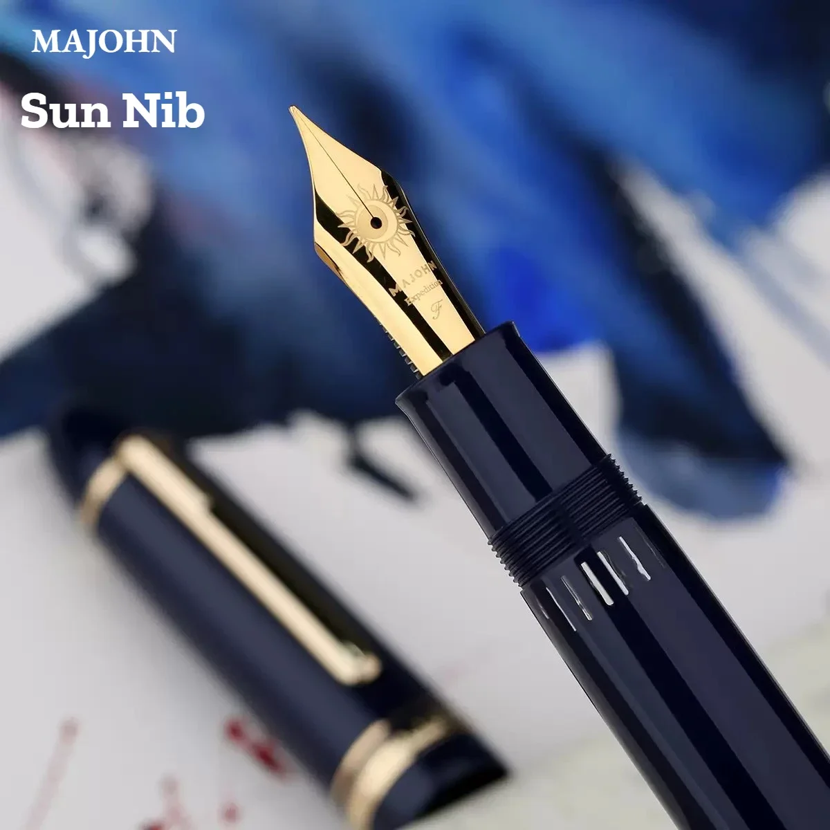 

MAJOHN P141 Перьевая ручка с латунным поршневым наполнением 8 # 40 двухцветных наконечников из легкой смолы, школьные принадлежности PK 9019 X159, канцелярские принадлежности