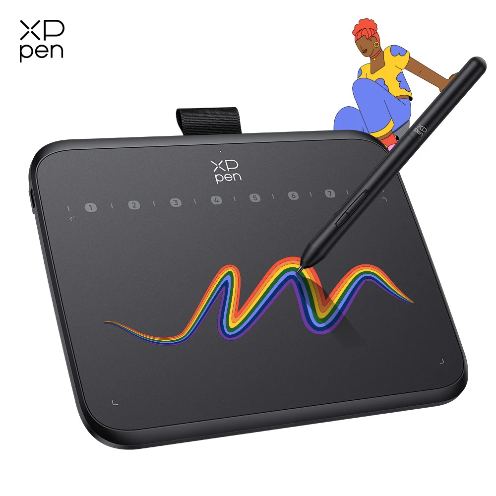 Tablet graficzny XPPen Deco 640, 16K poziomów nacisku, obszar rysowania 16x9cm, 8 przycisków, 60 stopni nachylenia, do gier OSU, Android, Windows, Mac