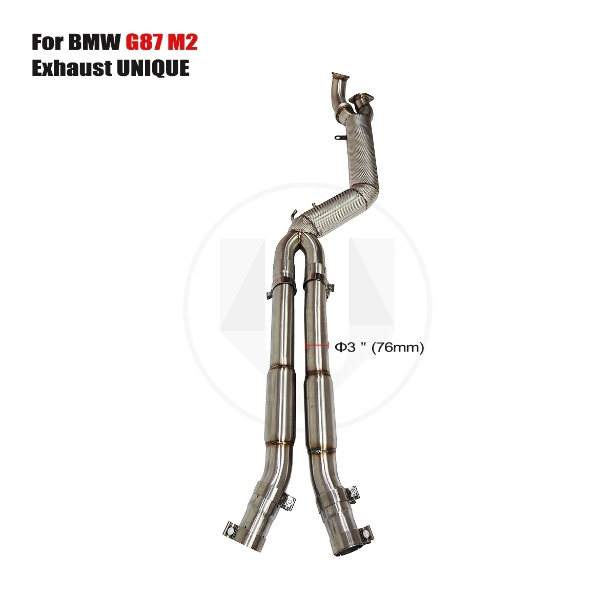 UNIQUE Single Mid Pipe with Resonator 101mm/4inches Special Design for BMW G87 M2 S58 3.0T Middle Pipe SS304 Exhaust Systems