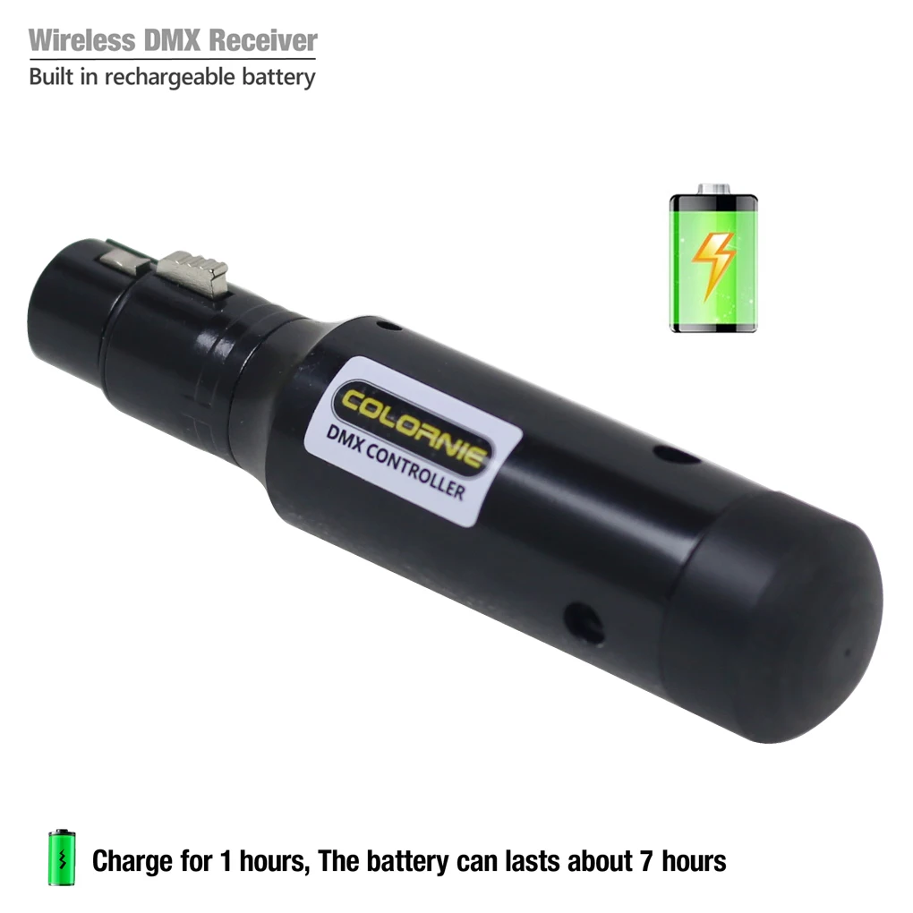 Battery Receiver 2.4GHz Wireless DMX512 XLR Receiver for Stage PAR Party Lighting