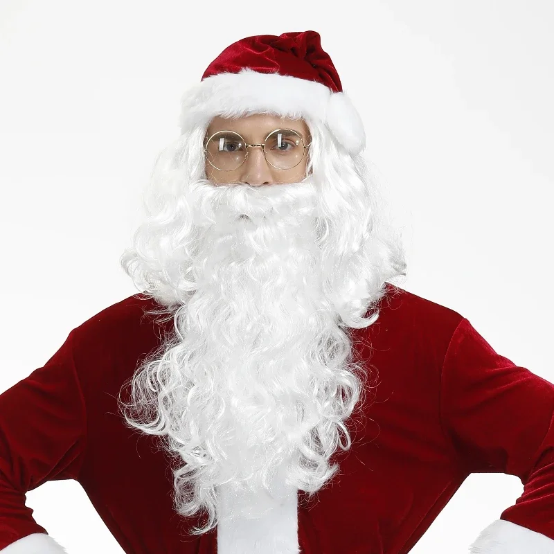 

Halloween Santa Claus Wig+beard Cosplay Costume Accessories Adult Costume Party Funny Santa Claus Glasses Gloves Cosplay Costume