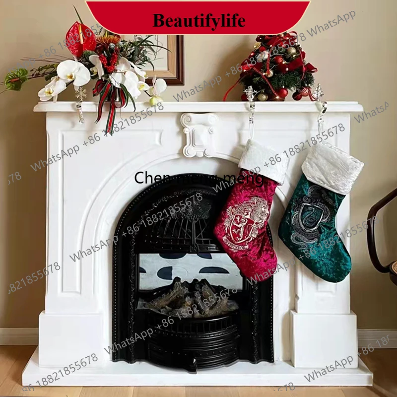 

d178 Marble fireplace French stone carving Interior porch decoration European and American arch Simple natural stone