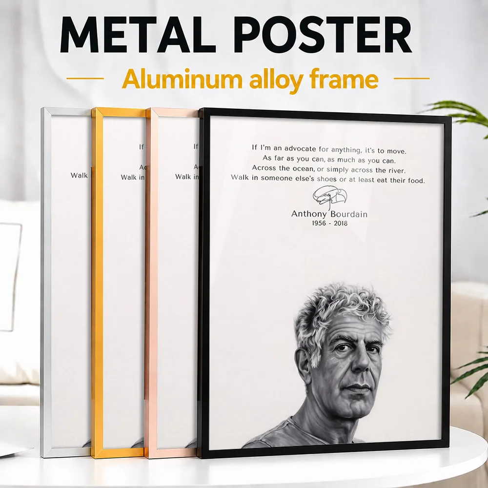Anthony Bourdain Inspirational Quote Framed Metal Poster Personalized Photo High Contrast Wisdom Style Wall Art For Home Office