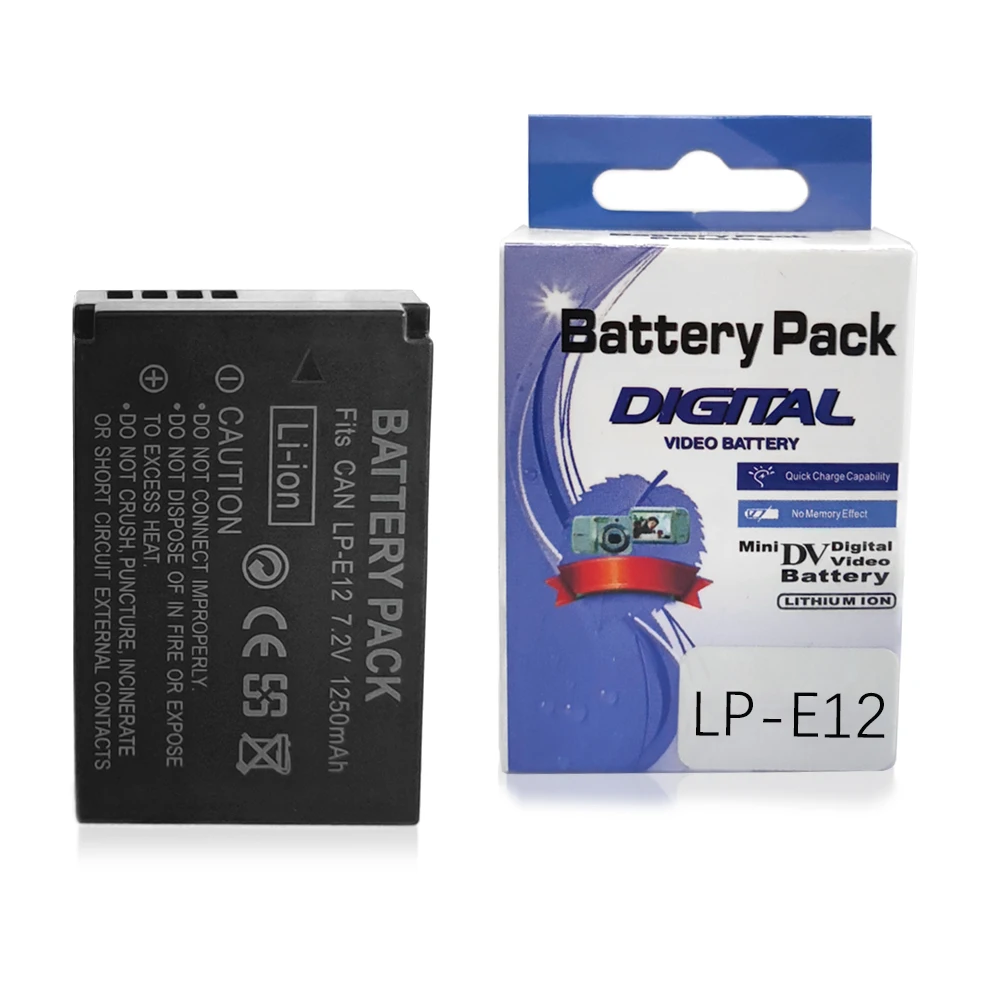 

LP-E12 LPE12 Battery For Canon EOS M50 Mark II, M200, M50, M100, M, M2, M10, 100D, Kiss X7, Rebel SL1 DSLR Camera