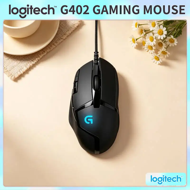 

Logitech G402 Hyperion Fury Mouse 20M Clicks Durability 500 IPS 8 Buttons Anti-Slip for Casual and Competitive Gaming