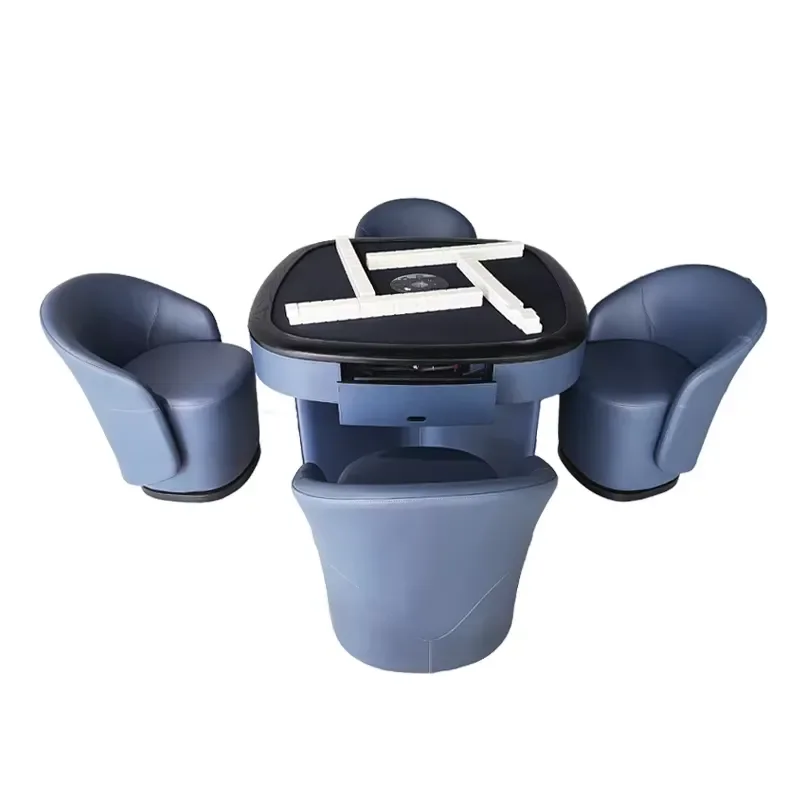 【CHIMU HOME】 Fully Automatic Mahjong Table for Luxurious Solid Wood Leather Design Customizable Color 4 Seat Poker Gambling