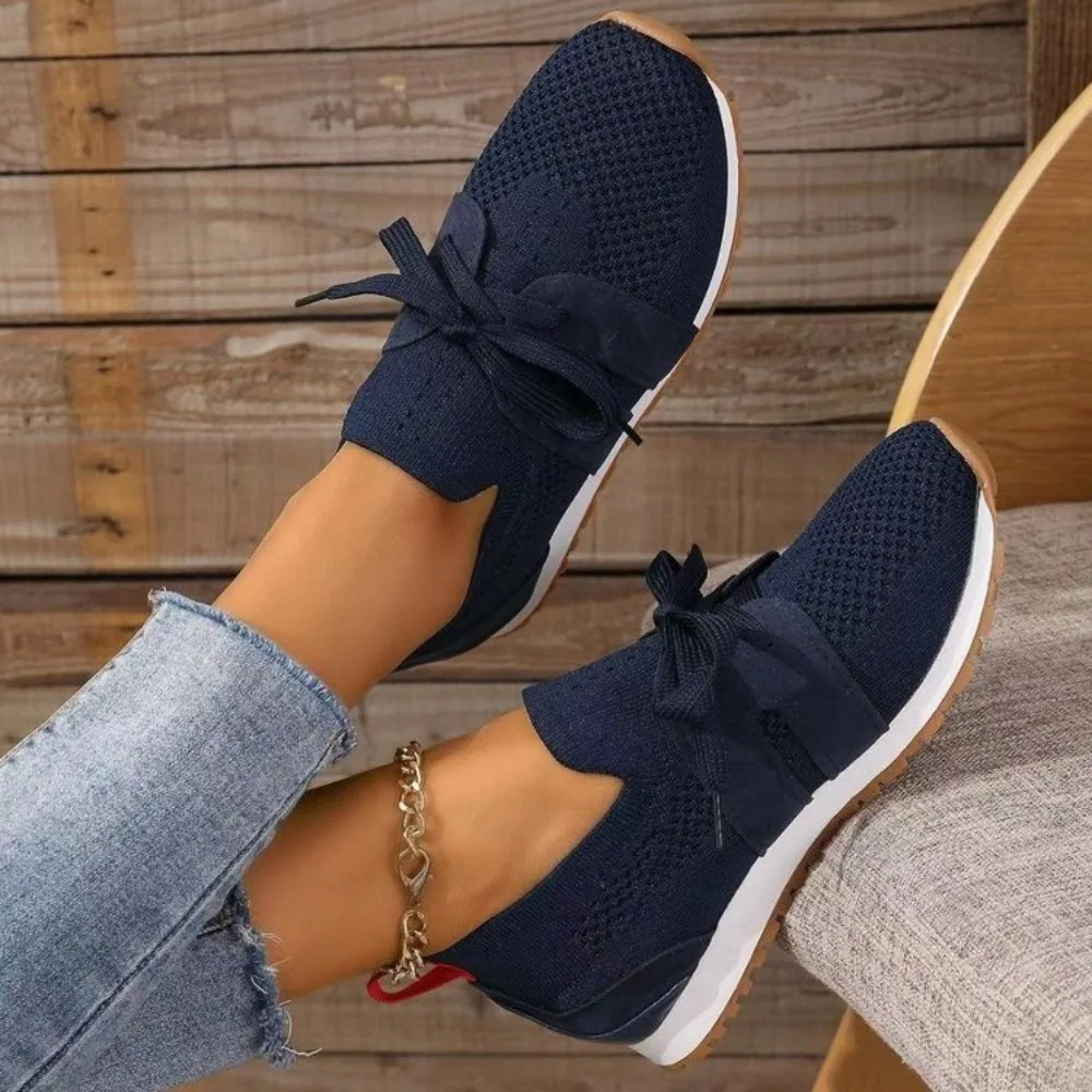 2024  Brown Knit Breathable Sneakers Shoes Women 2024 New Soft Sole Platform Flats Woman Plus Size 43 Non Slip Casual Shoes