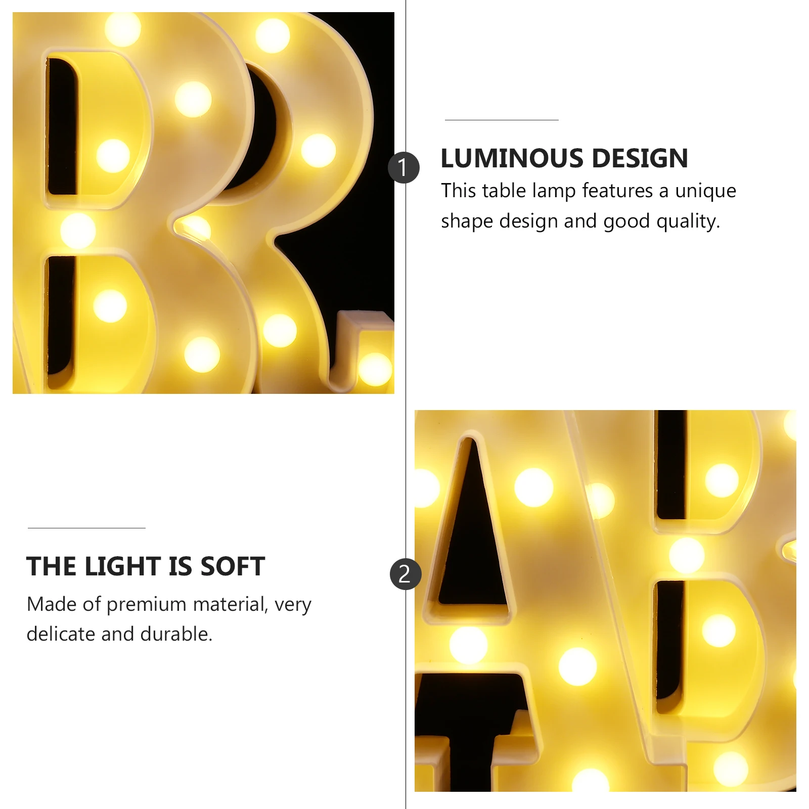 

3pcs Led Letter Lamps Creative Table Night For Home Party Decoration Bar Atmosphere Light White 3D Alphabet Light