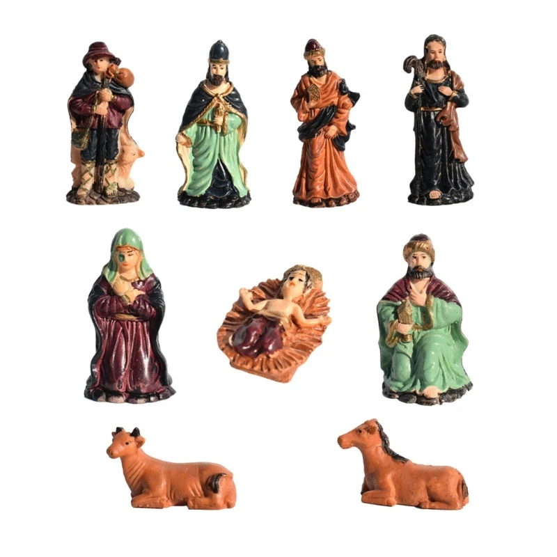 Holy Family Figures Crafts for TV Shelf Fireplaces Room Christmas Decoration