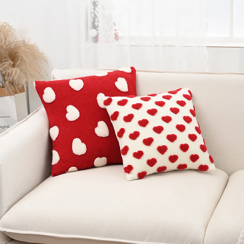شراء الحب حلقة معنقدة المخملية المخدة الرجعية لطيف غرفة المعيشة أريكة غطاء الوسادة غرفة نوم المنزل السرج ديكور cojines الفقرة سالا