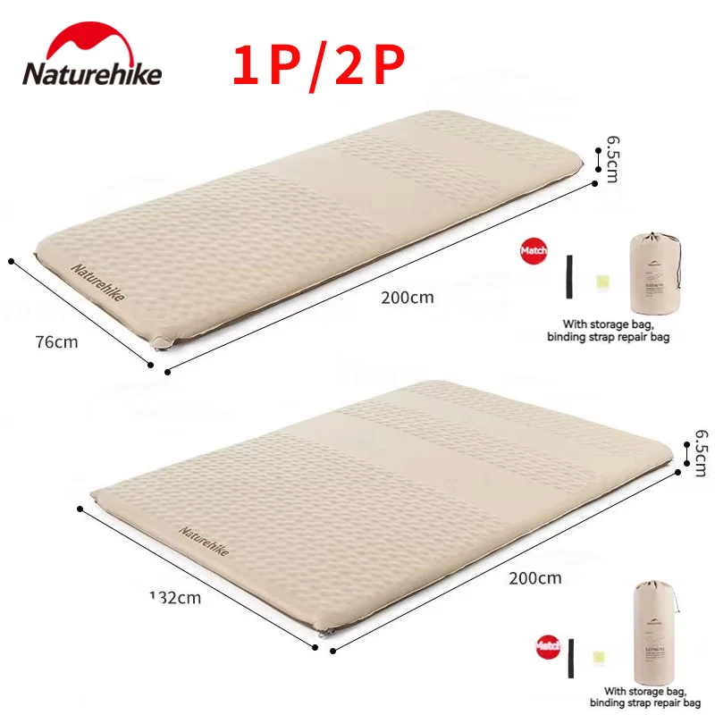 Naturehike Inflatable Mattress Camping Mat C6 Ultralight Portable Self-inflating Mats Outdoor Sleeping Pad Air Bed 1-2 Person