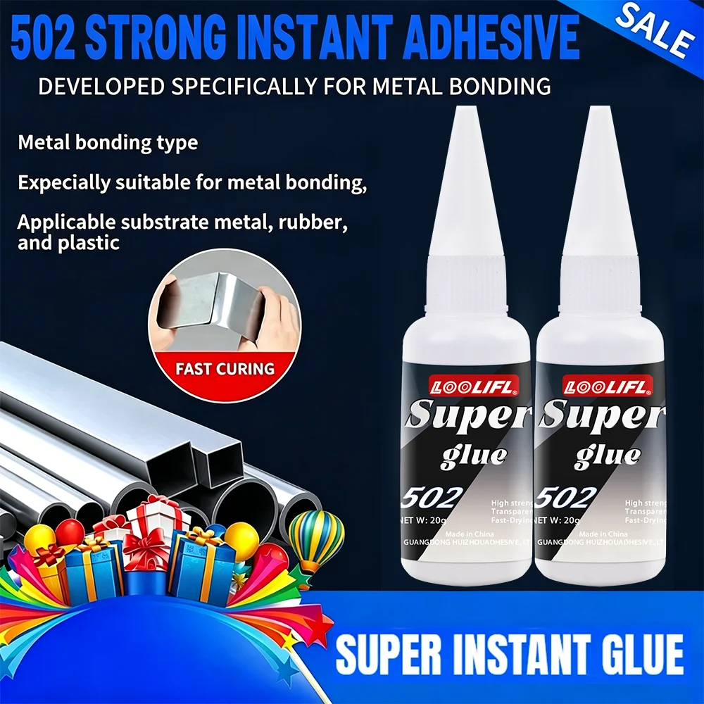 

502 Super Glue Instant Strong Bond Adhesive Quick Dry Clear Glue for Metal Stainless Steel Aluminum Plastic Wood Ceramic Repair