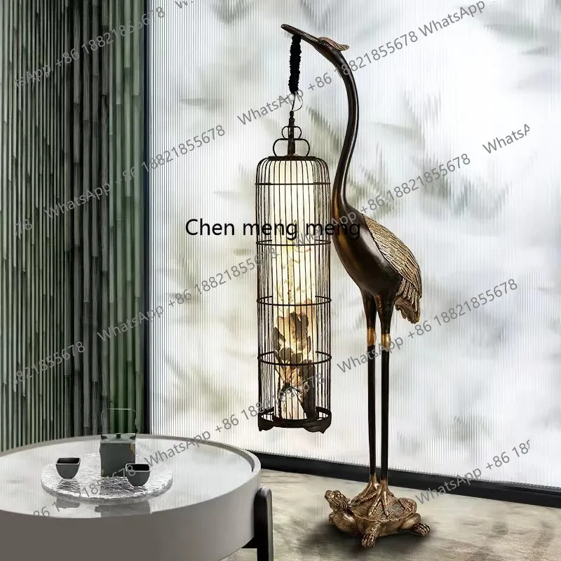Chinese floor lamp crane ornament porch living room TV cabinet next to sofa art retro large high-end