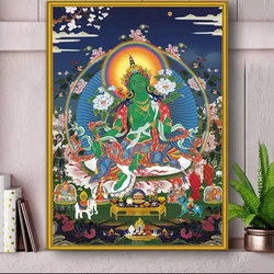 5D Diamond Painting Green Tara Bodhisattva Full Diamond Embroidery Restaurant Office Room Home Decor Diamond Cross Stitch Kits