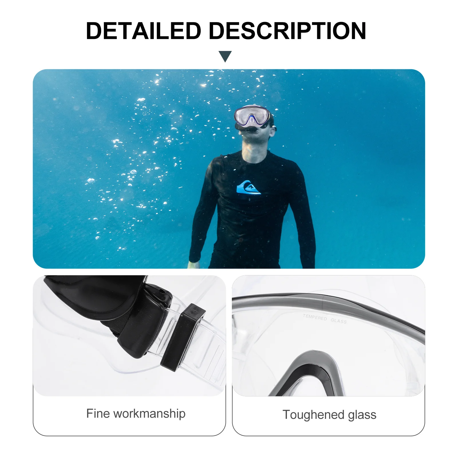 

1Set Snorkeling Mask Set Dry Snorkel Mask Ergonomic Soft Silicone Face Seal Anti-Fog Tempered Glass Wide View Diving Equipment
