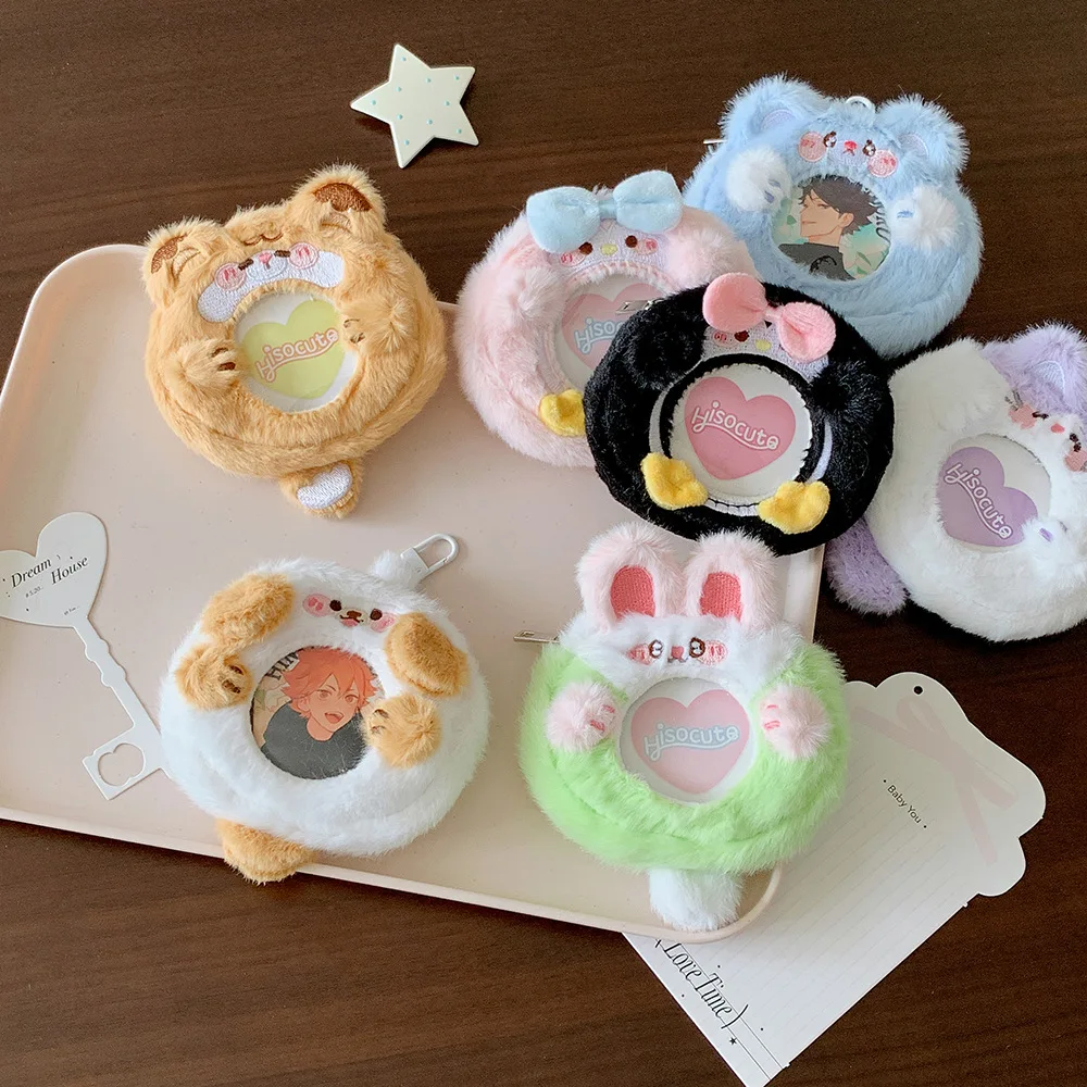 Cartoon Rabbit Round Badge Storage Card Sleeve, Anime Pin Button Display Holder, Kawaii Ita Bag Accessories