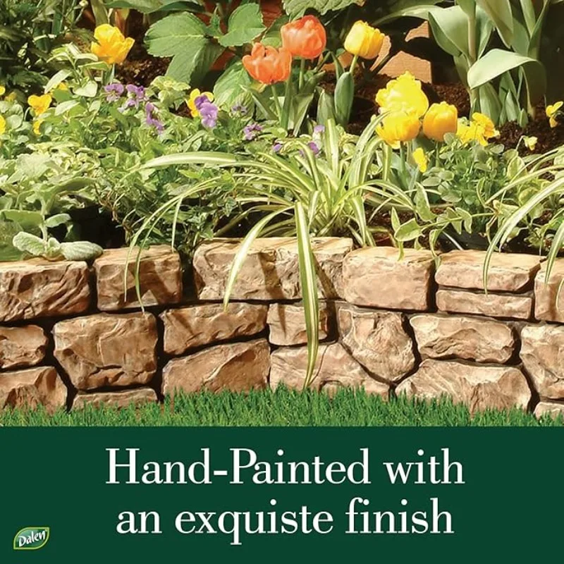 Stone Wall Border Landscape Edging Border – 6 Inch Garden Edging Border – Hand Painted Easy DIY Installation Edging 4 Pack