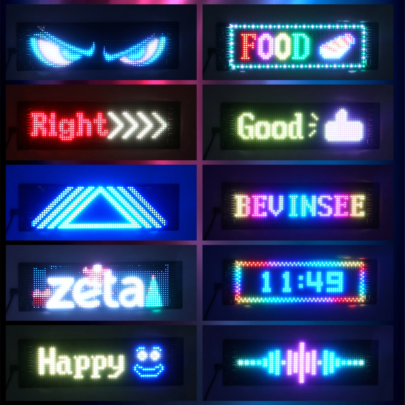 Camion Auto Devil Eye LED Pixel Matrix Pannello Segnaletica Luce App Telecomando 5V USB Illuminazione personalizzata Scorrimento per Parabrezza di bordo