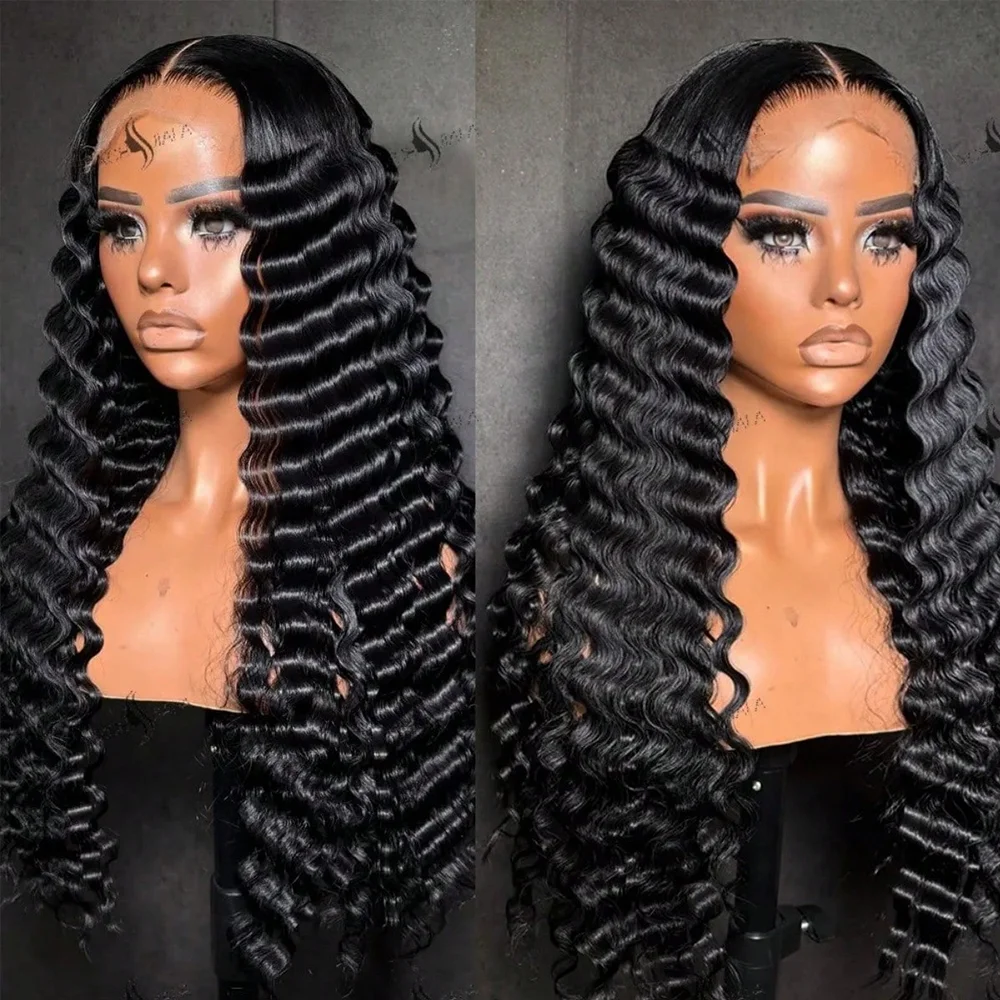 250% Dichtheid 40 Inch Deep Wave Lace Front Pruiken Haarwerk van Echt Haar Natuurlijk Uitziende Krullende Haarwerk van Echt Haar Voor Dames, Klaar om te dragen