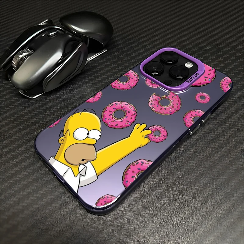 The Simpsons Cute Humorous For Apple iPhone 15 14 13 12 11 XS XR X Pro Max Plus Colorful Silver Cover Phone Case