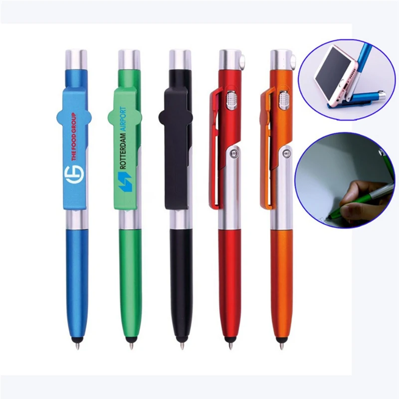 

4 In 1 Multifunction Ballpoint Pen With LED Light Fold Phone Holder Night Lamp Portable