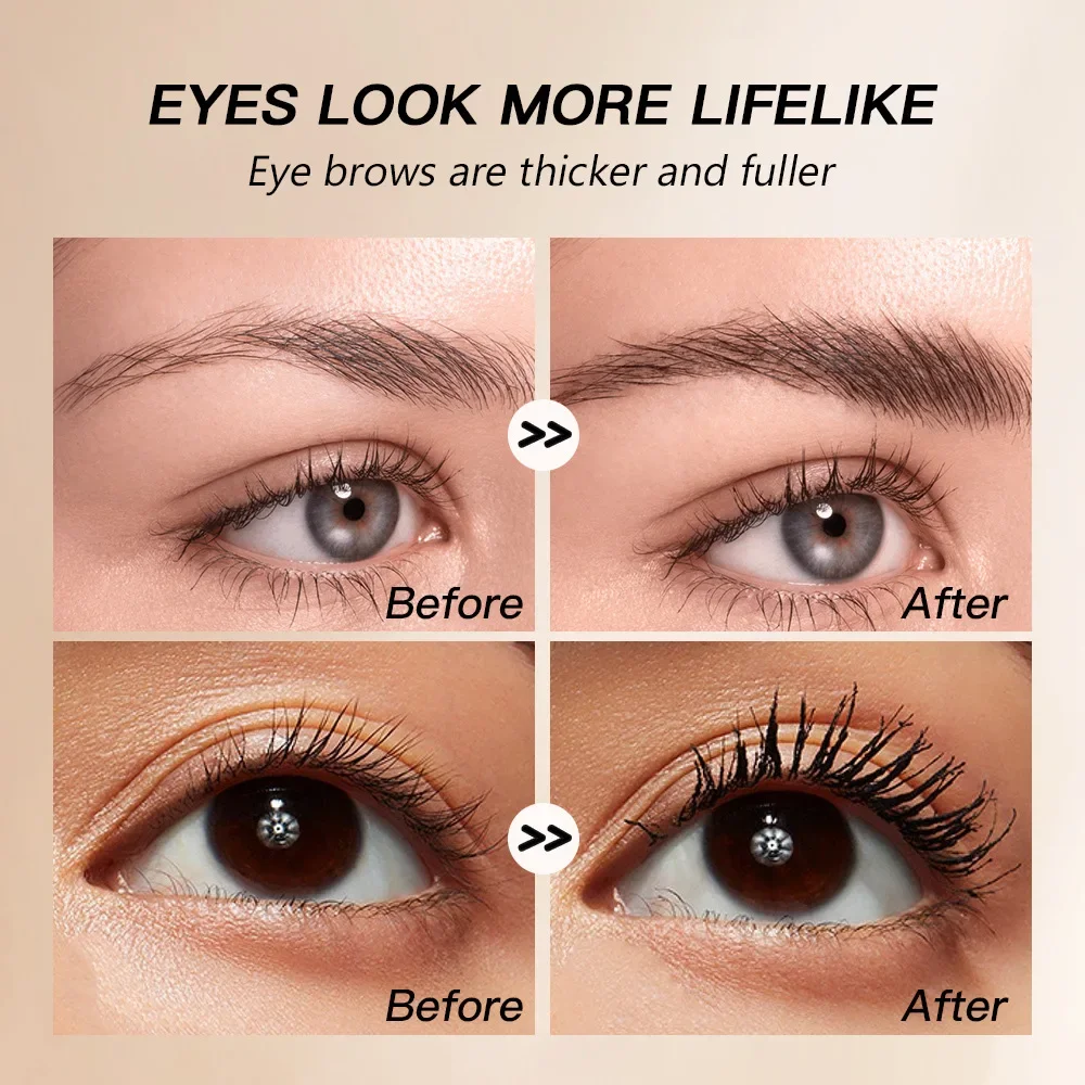 Set mascara nero impermeabile e primer per ciglia, volumizzante, arricciatura naturale, formula non sbavata a lunga durata