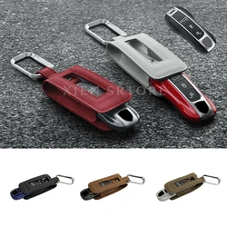 Genuine Leather Car Remote Key Fob Case Cover Shell Bag Skin Holder Fit For Porsche Cayenne Panamera 911 Macan Accessories