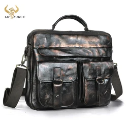 Catlle Bull-Maletín de negocios Retro antiguo de cuero para hombre, maletín de 13