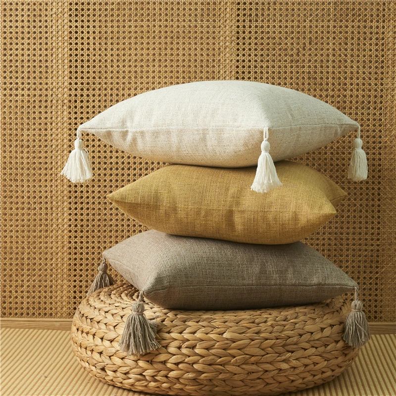 Cushion Cover Pillow Cover Decorative Yellow Linen Home Sofa Pillow Cover For Living Room Car Bedroom Pillowcase